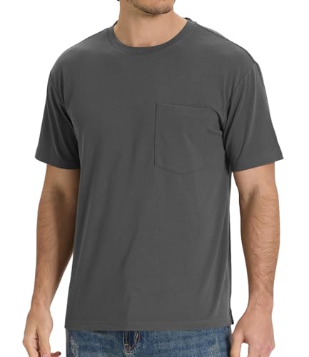 Image of BAMBOO COOL Men's Pocket T-Shirts, Heavy Weight Crewneck Tshirt