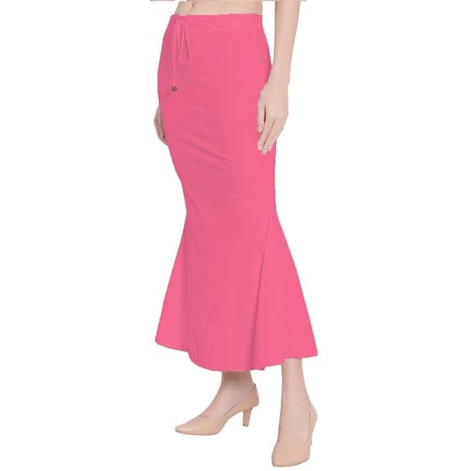 Image of Saree Shapewear Petticoat for Women Cotton Blended Lycra Shaper Petticoat with Elastic & Lace (Drawstring) Long Under Skirt Fishcut Wrinkle Free Shapewear