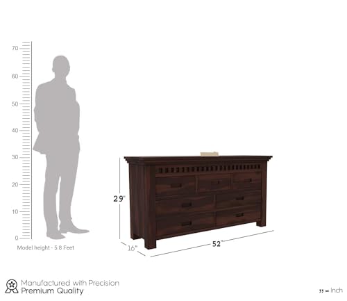 Image of Home Furniture Sheesham Wood Sideboard Cabinet with 3 Drawers and 3 Shelves for Living Room Furniture, Kitchen Cabinet Storage (Walnut Finish)