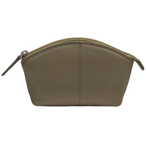 Image of ili New York Genuine Leather RFID Blocking Cosmetic Makeup Pouch - Taupe