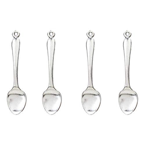 20 Pieces Miniature Spoon Charms, Vintage Tibetan Silver Style Mini Spoon Pendants for Jewellery Making