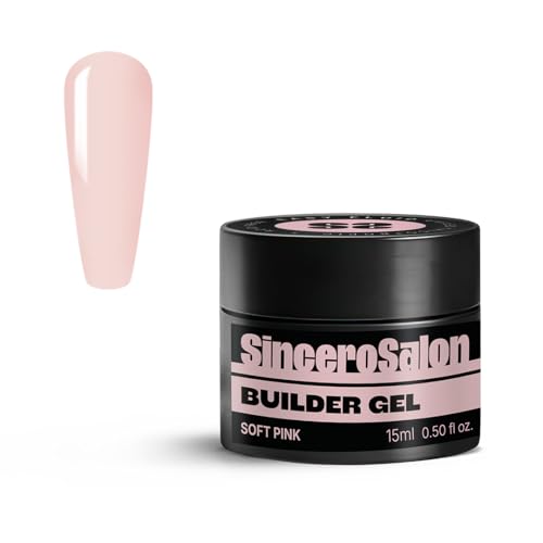 SINCERO SALON Aufbaugel für Gelnägel Solid - Soft Pink - TPO-frei - Stabiles Dick UV Builder Gel für Nägel - Verlängerungen Stärkt Schützt - Einfach Anzuwenden - Nail Art Gel Nägel 15ml