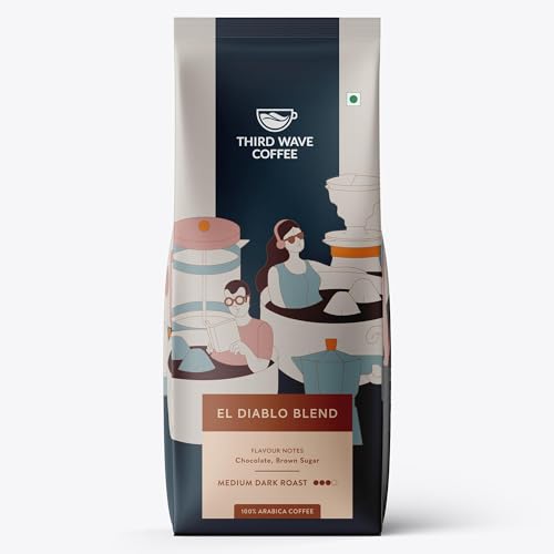 THIRD WAVE COFFEE The El Diablo Blend Arabica Freshly Roasted Ground Coffee, Medium Dark Roast, 250 g Moka Pot Fine Grind, Coffee Beans, Pack of 2