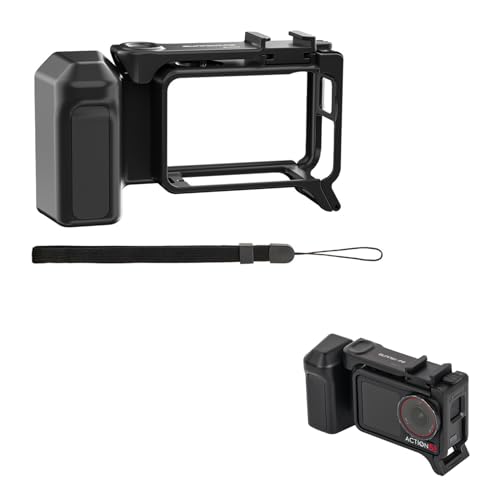 SHEAWA for DJI Osmo Action 5 Pro/4/3 フレーム 拡張マウントケース 持ちやすい 握り心地よい ハンドストラップ付 コールドシュー付 軽量 三脚や自撮り棒、LEDライト、マイクなどを取り付け可能 アクセサリー