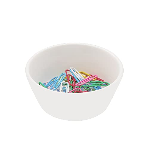 MEI YI TIAN 1PC Paper Clip Holder Ceramic Round White 3.5Inch Paper Clips Dispenser Cute Paperclip Binder Clips Holders for Desk Office Shcool Home Organizer Accessories