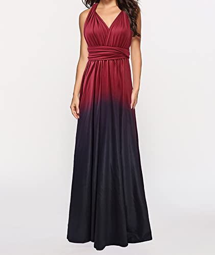 Image of Sexyshine Women's Backless Gown Dress Convertible Multi-Way Wrap Halter Cocktail Dress Bandage Bridesmaid Long Dresses