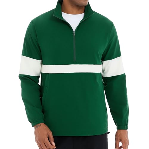 Image of EDITCOZY Men's Lightweight Quarter Zip Pullover Casual Windbreaker for Running Golf Jackets with 3 Pockets