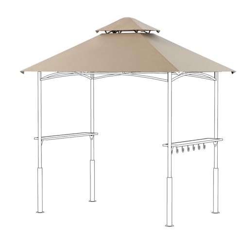 FUNG YARD 2,4 x 1,5 m wasserdichter Grill-Pavillon-Überdachung, ultimativer Sonnenschutz, zweistöckig, Outdoor-Grillpavillon, Abdeckung für Pergola oder Dach (Khaki)