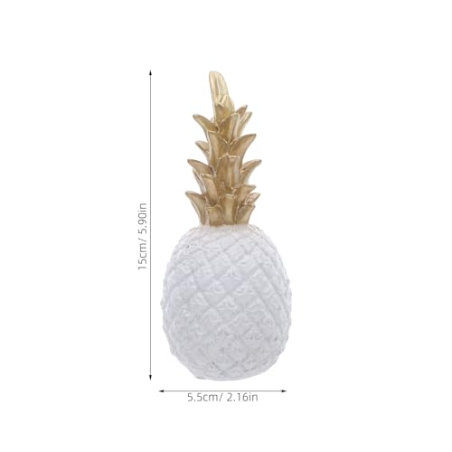 Figura decorativa de piña blanca de resina 5.9 pulg miniatura 2