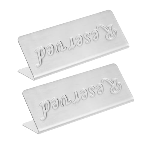 STOBAZA 2pcs Stainless Steel Tabletop Reserved Sign Double Sided Tent Sign for Restaurants Weddings and Events Low Maintenance Elegant Design for Organized Gatherings