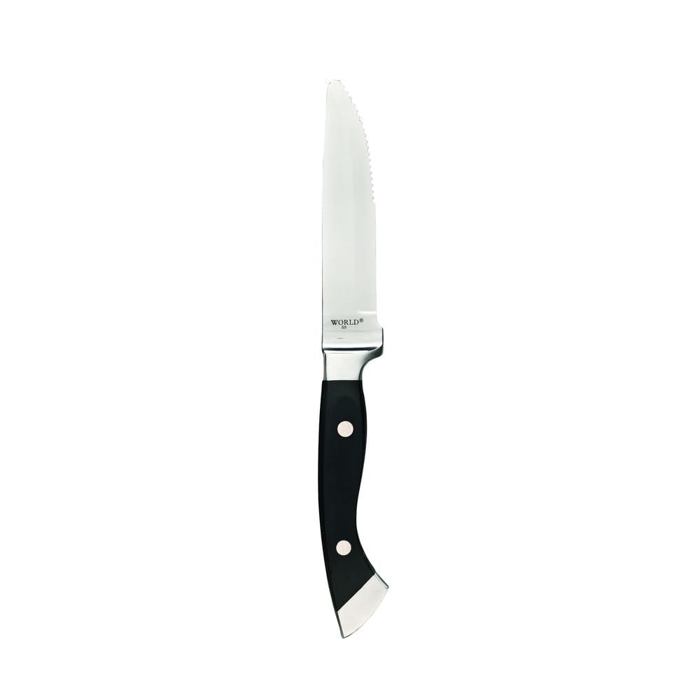 10 1/2" Stockyard Steak Knife - Full-Tang by WTI - World Tableware – 10 1/2", Black with Silver blade, Model 201 2693