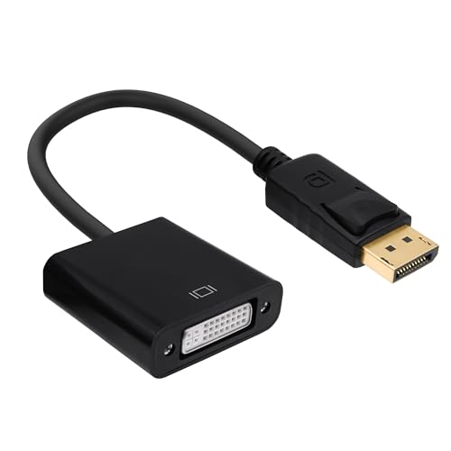 YARCHONN DisplayPort a DVI Adaptador Cable Puerto Pantalla Chapado en oro (DP) Macho a DVI-I 24 + 5 hembra Convertidor Monitor Cable para PC portátil escritorio Proyector Monitor Computadora HDTV