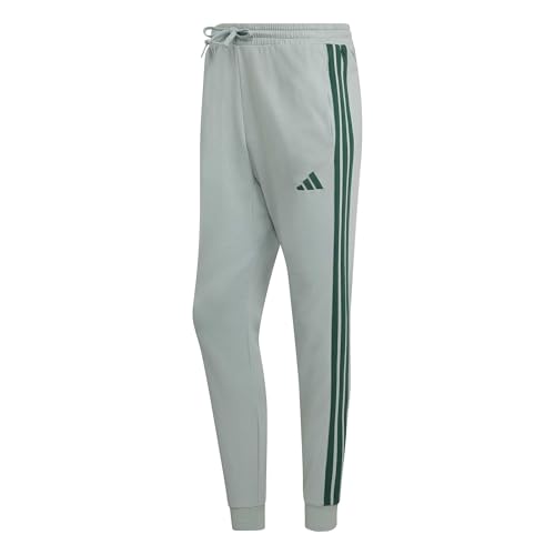 Pantalon adidas homme trois bandes vert sauge avec chevilles ajustées en molleton fin