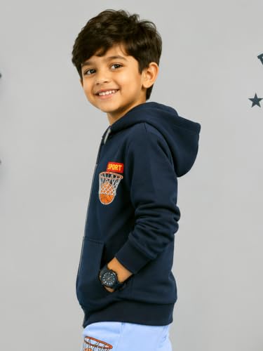 Image of Unisex Kids Solid Full Sleeve Zip Front Open Hooded Sweatshirt