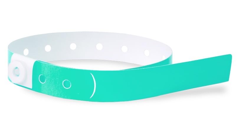 500 WristCo Aqua Narrow Plastic Wristbands for Events - Extended Wear, Secure Snap Prevents Reuse – Premium-Grade Bracelets for Hospital & Medical ID,