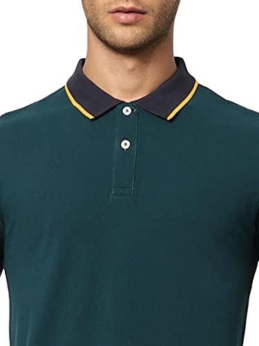 Image of JACK & JONES Men's Cotton Solid Regular Fit Polo Collar T-Shirt