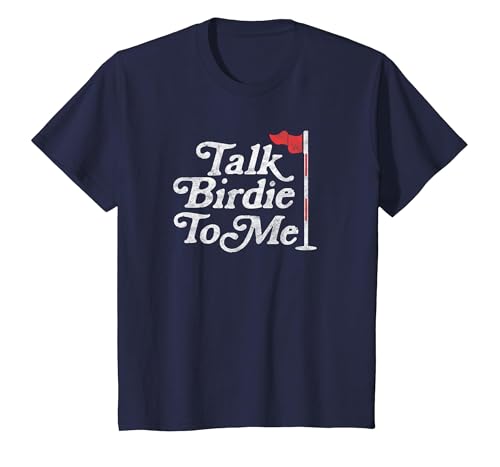 Talk Birdie to Me Funny Golfer Dad Fathers Day Golf Graphic T-Shirt, Youth, Navy Blue, Medium