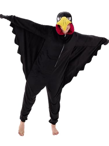 NEWYOUSITU Adult Crow Animal Onesie Pajamas Unisex Snug-Fit Sleepwear for Halloween Home Lounging Costume PartiesCrow Small