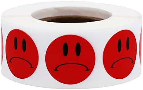 Sad Face Stickers - Red Frowny Face Labels, 0.75 Inch Round Dots, 500 Total Adhesive Stickers for Feedback and Organization - Made in the USA image 4
