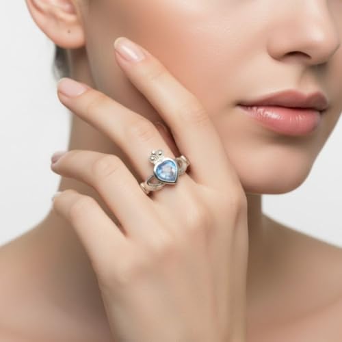 Image of Choose Your Color Natural Gemstone Irish Claddagh Silver Ring Friendship Love 55 Carat Brand Size 5 to 12