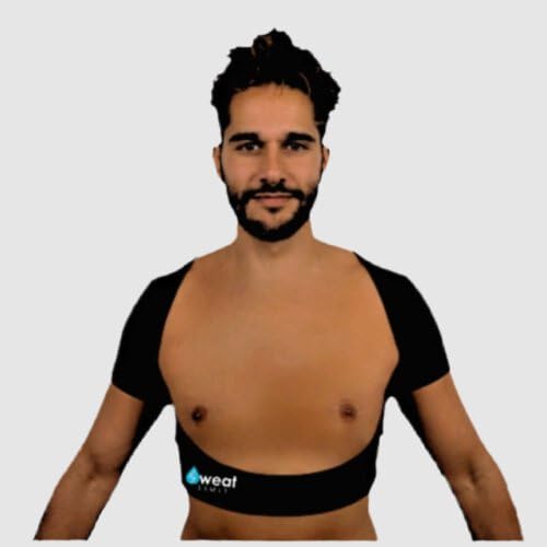 SweatlimitPro Men's Armpit Sweat Vest – High-End, Patented Underarm Protection to Prevent Armpit Sweat Leaks. (US, Alpha, Large, Regular, Regular, Black)