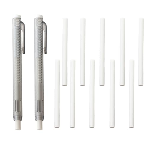 2 peças de caneta apagadora mecânica retrátil com 10 refis de substituição - ideal para artistas, desenho, desenho, pintura, escola, casa e escritório
