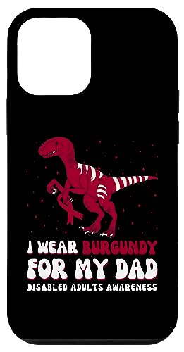 I Wear Burgundy For My Dad Disabled Adult Awareness Ribbon �X�}�z�P�[�X iPhone 12 mini �p