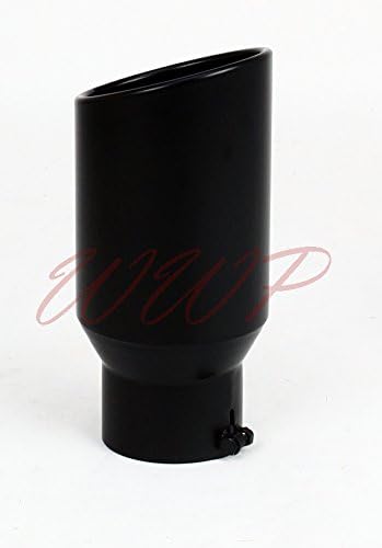 Stainless Steel Black Coated Angle Cut Roll End Exhaust Tip 2.50" Inlet 4" Outlet 12" Length