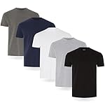 Camiseta FM London paquete de 3/5 para hombre - Ca...: AJUSTE FAVORECEDOR: Estas camisetas para hombre realzan tus brazos, hombros y pecho, para distinguirte de los demás, y son más holgadas en la zona del vientre COMODIDAD LAS 24 HORAS: Confeccionadas con 100% algodón peinado para un tacto lujoso y una ...