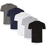 FM London 3/5-Pack Mens T Shirt - Premium Weight T-Shirts for Men with Lightly Fitted Design - Super Soft - Made with 100% Cotton - Stretch Fit for Any Occasion - Durable Comfort Fit
