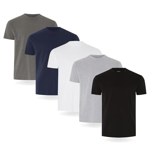 Camiseta FM London paquete de 3/5 para hombre - Camisetas de peso premium con diseño ligeramente ajustado, Negro, Gris, Blanco, Azul Marino, Gris Antracita (Pack de 5), L