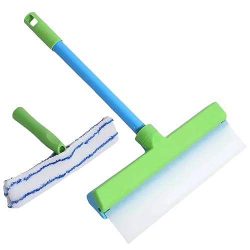 Recyclable Silicone Window Squeegee Kit, Silicone Window Squeegee Kit with Microfiber Scrubber & Handle Cleaning Tools for Glass Shower Car (1pcs)