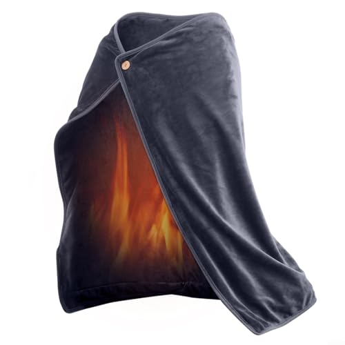 ZYNCUE Manta térmica eléctrica, chal térmico USB, manta térmica de franela, 100 x 70 cm (largo x ancho), para el hogar, oficina, al aire libre, para hombres y mujeres (gris)