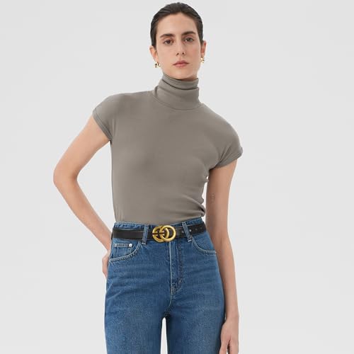 Image of Aurolran Women's Leather Belt with Buckle - Ideal for Dresses, Jeans, and Coats