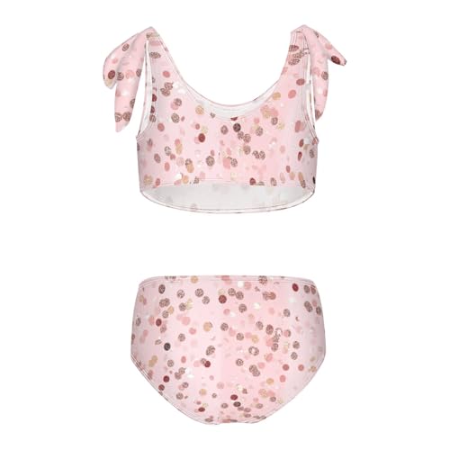 KLL Rose Gold Pink Glitter Girls 2 Piece Bikini Set Beach Swimsuits Swimming Suits Cute Shoulder Strap2