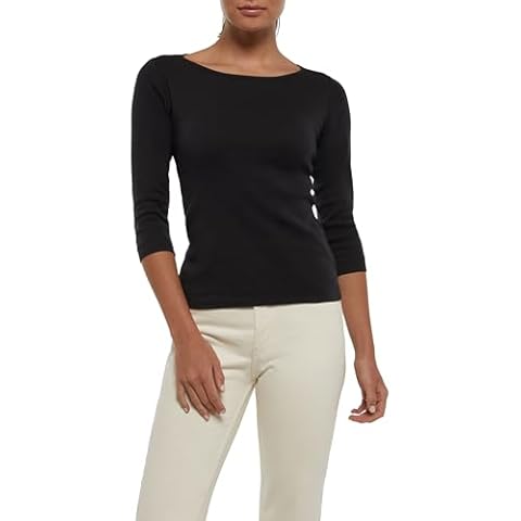 Three Dots Women's 3/4 Sleeve Top, Black Cover