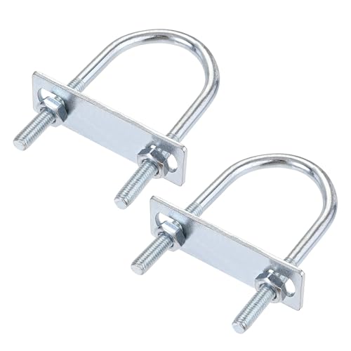 MACHSWON Round U-Bolt,2 Set Zinc Plated Alloy Steel M8 U Bolts 45mm(1.77") Inner Width 100mm Length with Nuts and Frame Plate for Automobiles Boat Trailer