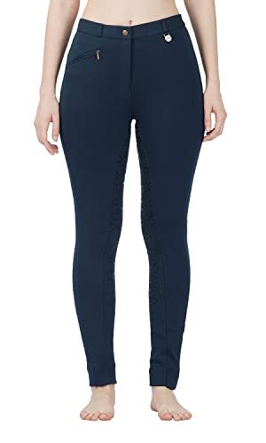 Avon Equine Pantalon d'équitation en silicone pour femme avec assise complète,Tissu coton/lycra de qualité supérieure,Bleu marine ou noir, bleu marine, UK...