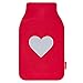 soxo Borsa dell'acqua Calda con Fodera Morbida in Peluche 1,8L, Rosso con un cuore grigio