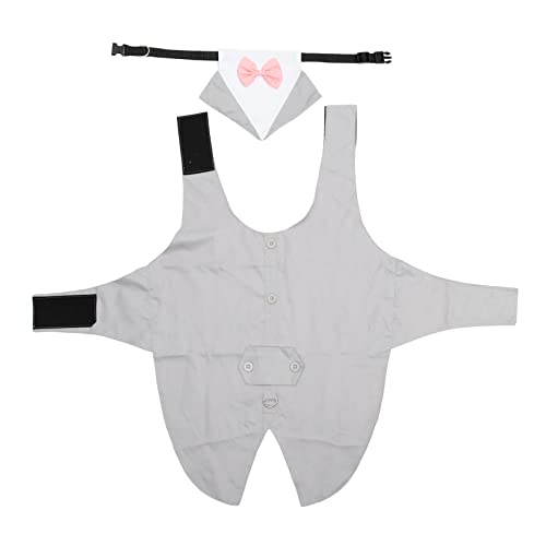 SUPVOX 1 セット 犬のスーツ 繁殖 犬のローブ 犬の 袋 犬のおもちゃ 犬のハロウィンコスチューム 子犬 犬のバンダナ 犬用蝶ネクタイ 犬の結婚式の装飾 雄犬の服 ポリエステル Grey