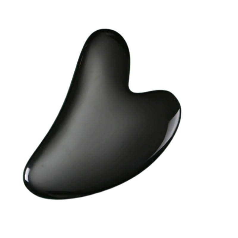 Resin Heart Shaped Scraping Board Imitation Jade Gua Sha Board Gua Sha Facial Massage Tool for Face and Body Treatment,Black