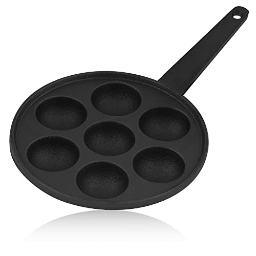 BBQ-Toro - Poêle à Poffertjes en Fonte Avec Poignée - Diamètre 20,5 cm, Hauteur 3 cm - 7 Moules - Preseasoned - Pour Takoyaki et Yeux de Bœuf