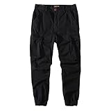 TAKSUN Men's Jogger Pants Cotton Loose Casual Pants Multi Pockets Tactical Camo1 Cargo Pants Outdoor Hiking Pants Black 36