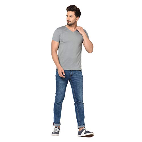 Image of Men's Cotton Blend Half Sleeve V Neck Tshirt