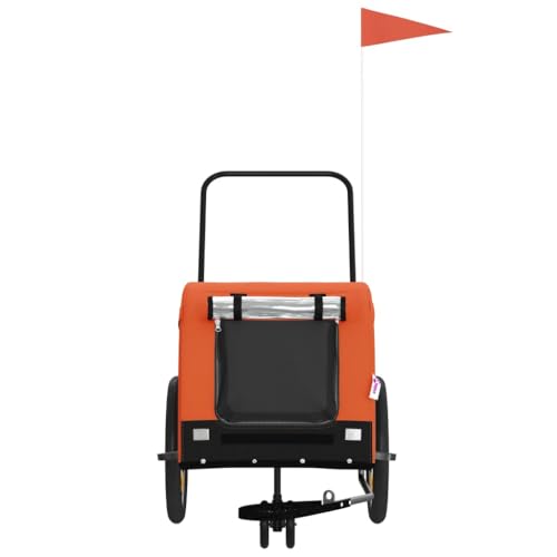 SKM Fahrradanhänger Hunde Orange und Schwarz Ox -Gewebe & Eisen,Tier- & Haustierbedarf,Haustierbedarf,Pet-Stroller,Orange,8.75KG,94019