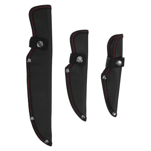 Cabilock 3 Piezas Protector con Cuchillo Oxford Portátil de de Tela a Negro Cierre Presión, Funda Resistente para Cuchillos de Cocina, Adecuado para Camping y Viaje