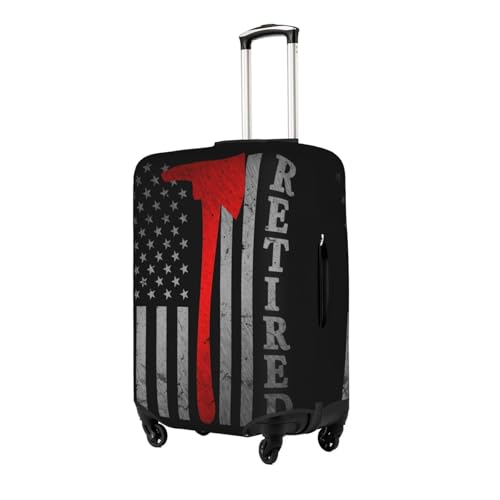 Travel Luggage Cover Firefighter Fireman Retired America Flag Fashion Washable Baggage Suitcase Protector Fit For Luggage X-Large2