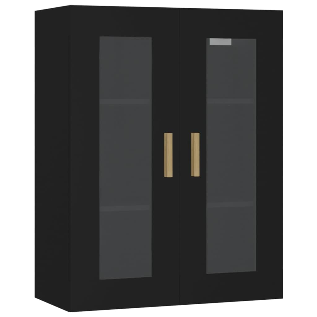 Armario Colgante VidaXL De Madera Contrachapada, 69.5x34x90 Cm, 3 Compartimentos, Capacidad 60 Kg, Color Negro, Ideal Para Salón Y Dormitorio