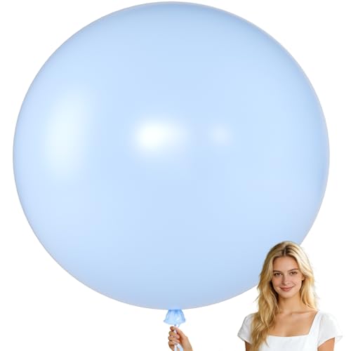 Image of KALOR 9 Pcs 36 Inch Large Pastel Blue Big Giant Round Latex Balloons