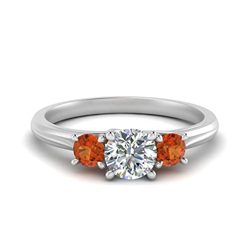 Image of Choose Your Gemstone Classic Three Stone Ring 925 Sterling Silver Round Shape 3 Stone Engagement Rings Everyday Jewelry Wedding Jewelry Handmade Gifts for Wife US Size 4 to 12